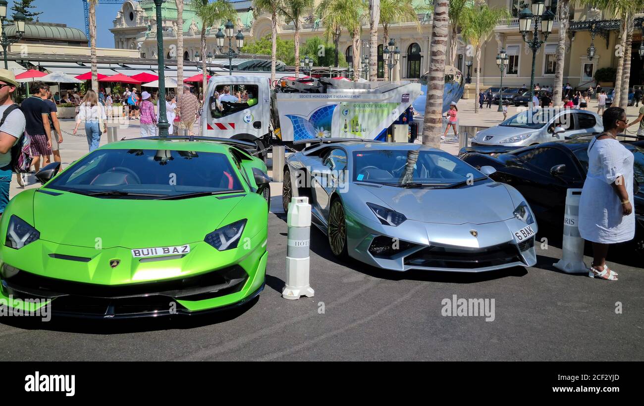 Monte-Carlo, Monaco - August 8, 2020: Lamborghini Aventador And Lamborghini  Huracan, Two Luxurious Supercars Parked On The Casino Square In Monte-Carl  Stock Photo - Alamy