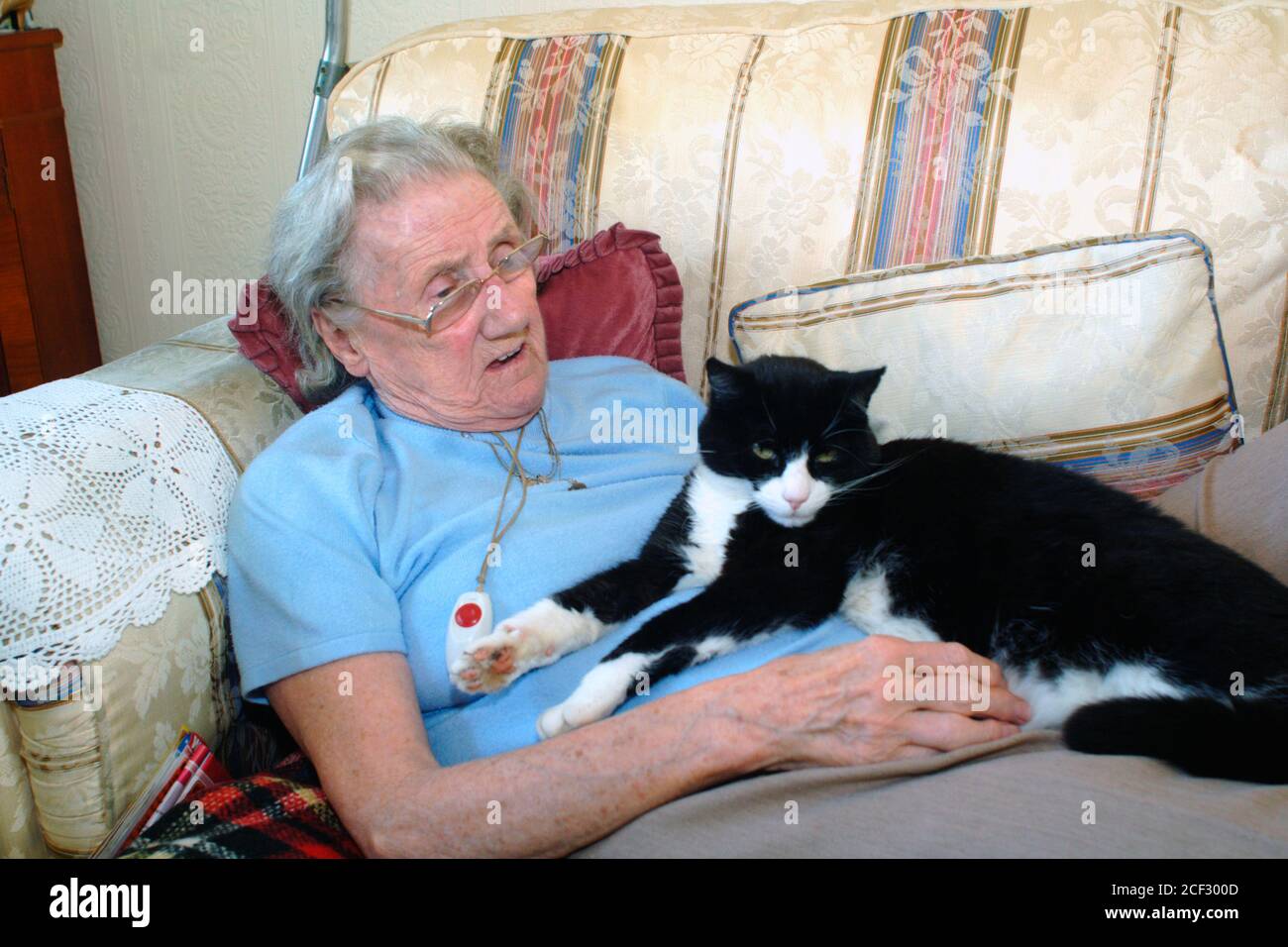 Elderly woman with early dementia lives on her own in her Housing