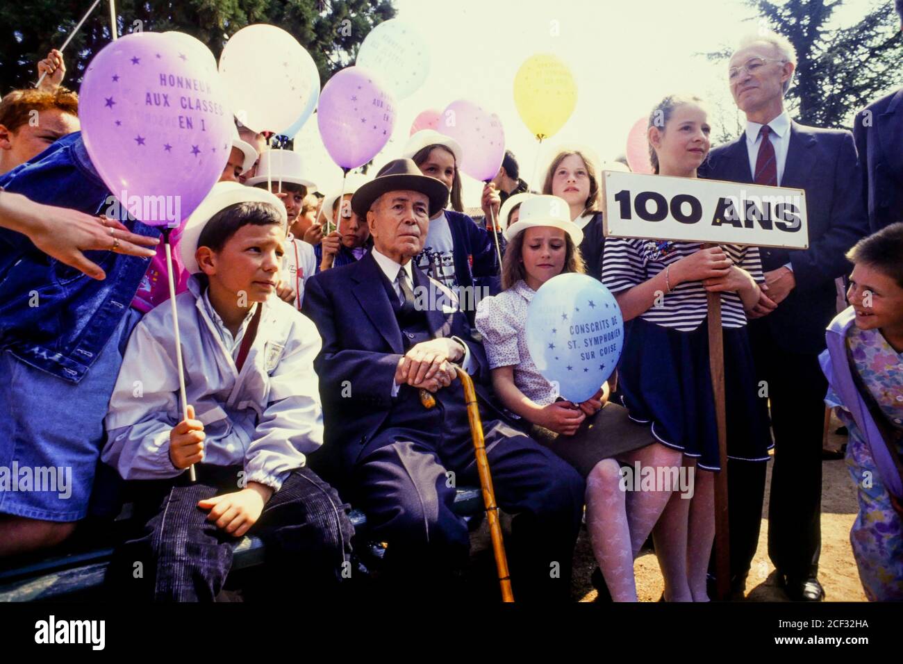 Antoine Pinay attends the celebration of his 100th anniversary, Saint