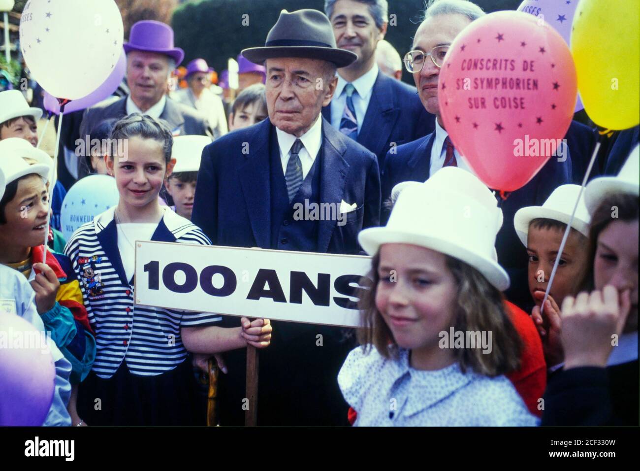 Antoine Pinay attends the celebration of his 100th anniversary, Saint