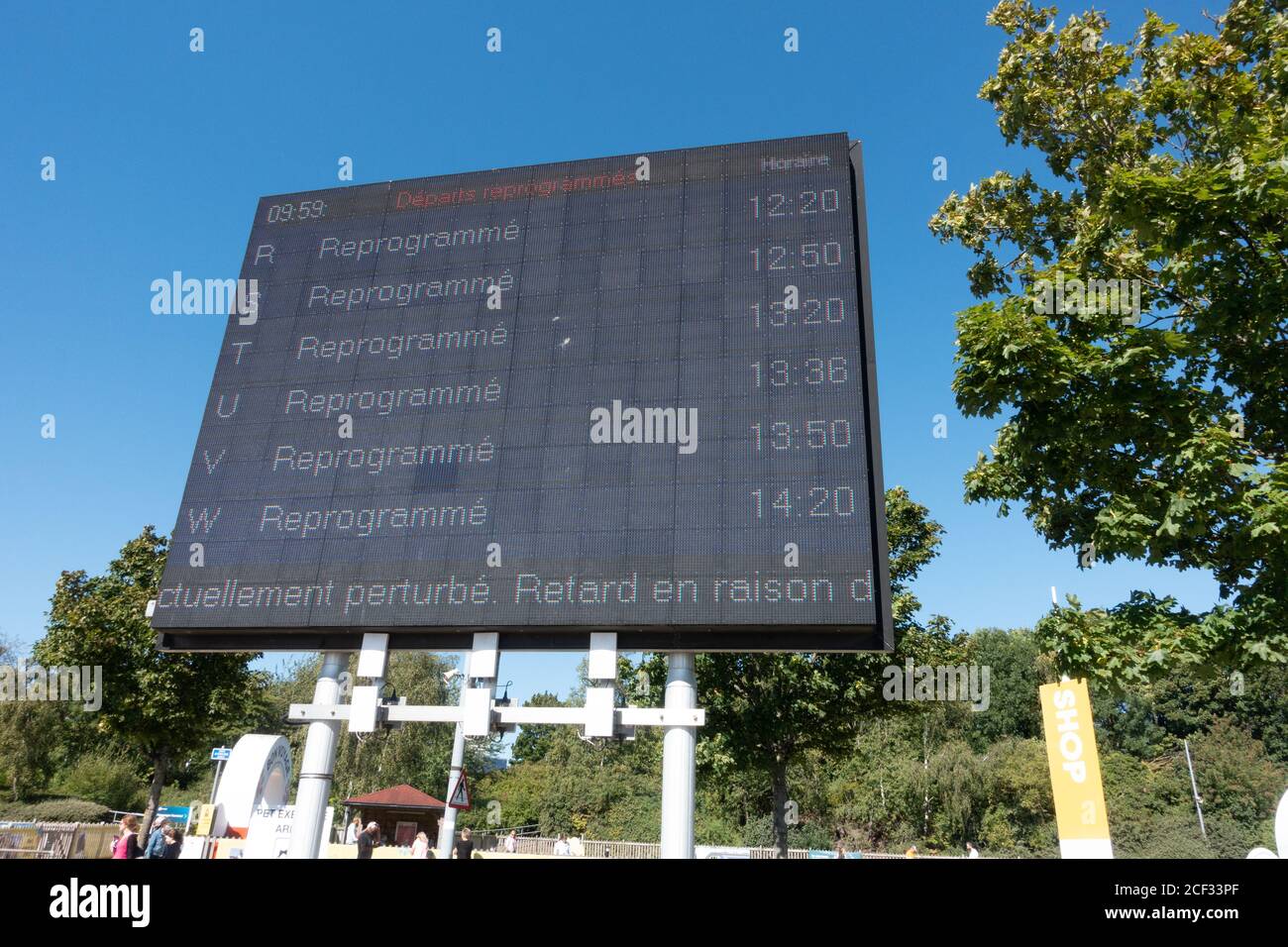 Electronic notice board of scheduled crossings Stock Photo Alamy