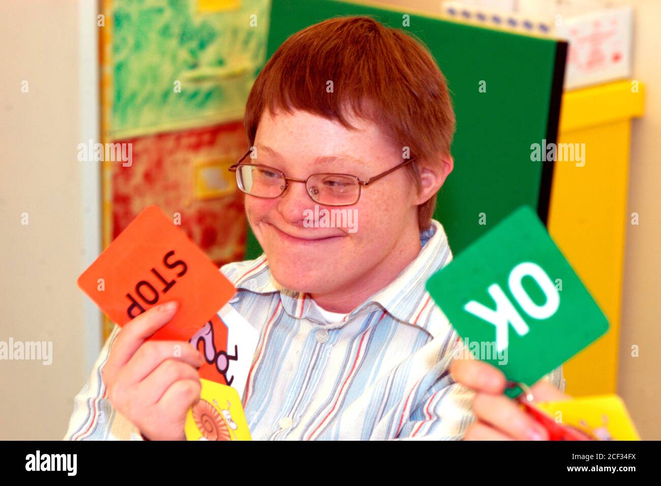 Young man with Downs Syndrome at a learning disabilities support group