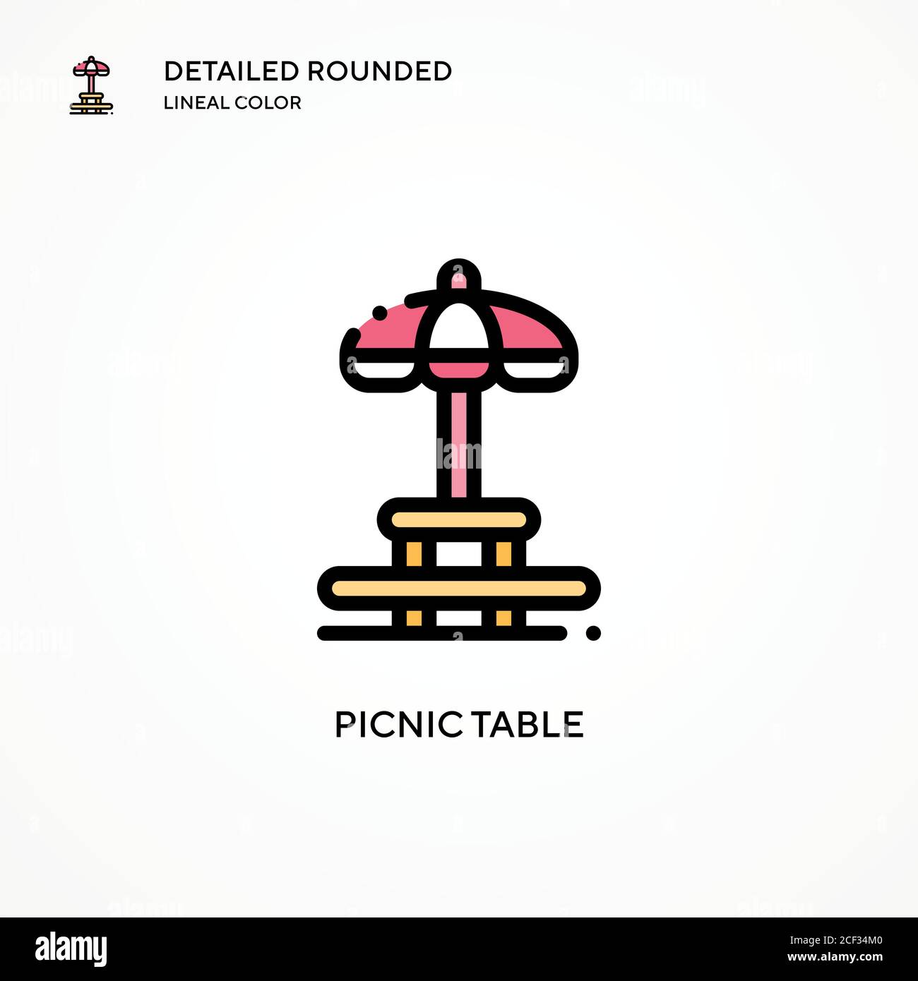 Picnic table vector icon. Modern vector illustration concepts. Easy to edit and customize Stock