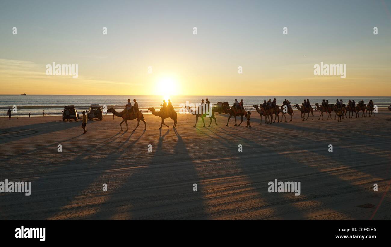 Camel riding at Cable Beach near Broome, Western Australia Stock Photo ...