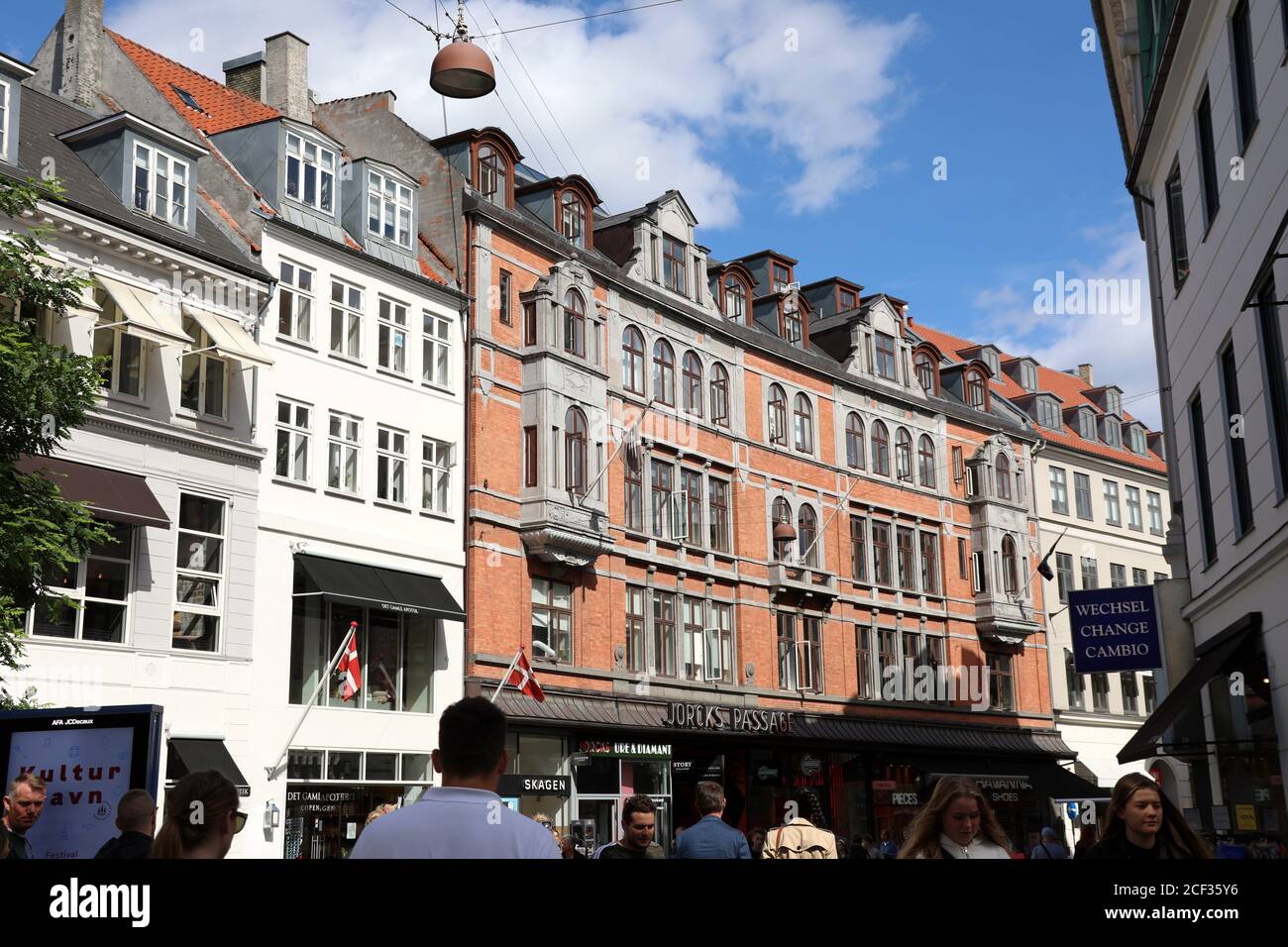 Shoppers at Stroget in Copenhagen city centre Stock Photo