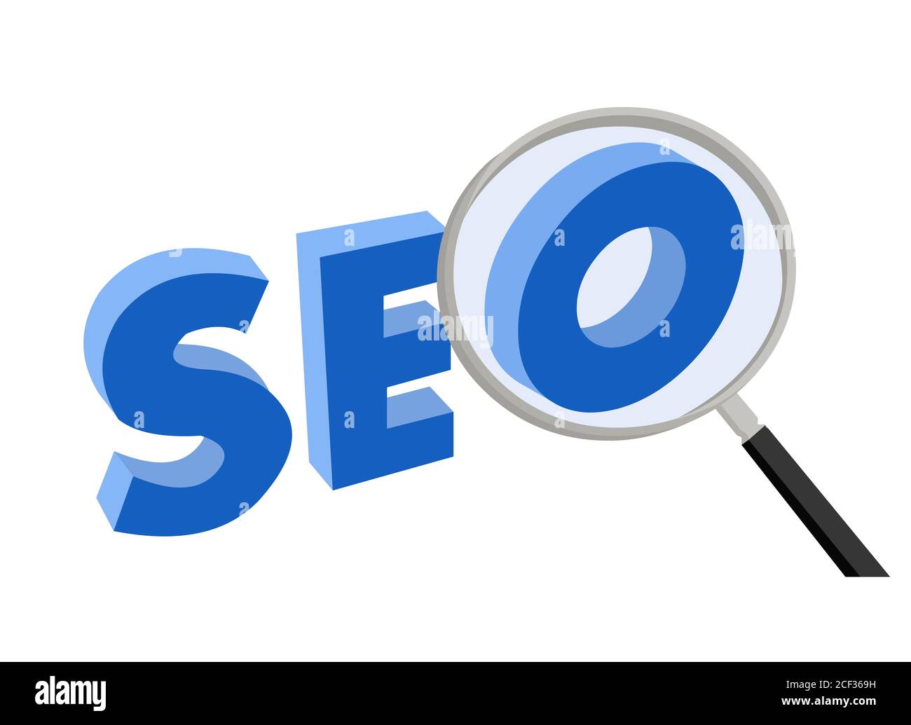 Search for seo with magnifying glass Stock Photo
