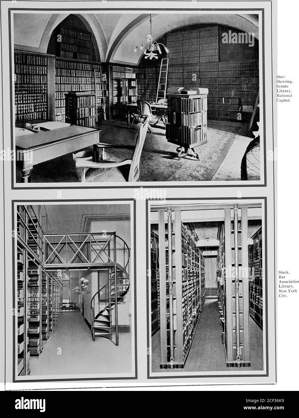 . Metallic book stacks and furniture for libraries; metallic filing devices and furniture for vaults and offices. National Capitol, Washington, D. C.Thomas Ustick Walter, Architect. 38. 39 EXAMPLES OF METALLIC STACK WORK. STATE LIBRARIES. THE Massachusetts State House at Boston, Mass., contains one of the mostcomplete and elegant equipments ever manufactured by us. It includes two very large metallic book stacks, having a capacity of200,000 volumes, the fixtures for the large newspaper room, one of the mostcomplete in the United States, and the fine case and counter work in the beauti-ful read Stock Photo