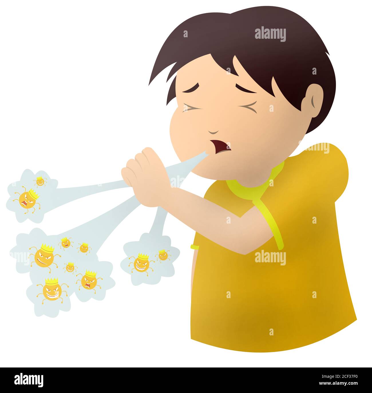 coughing in arm cartoon