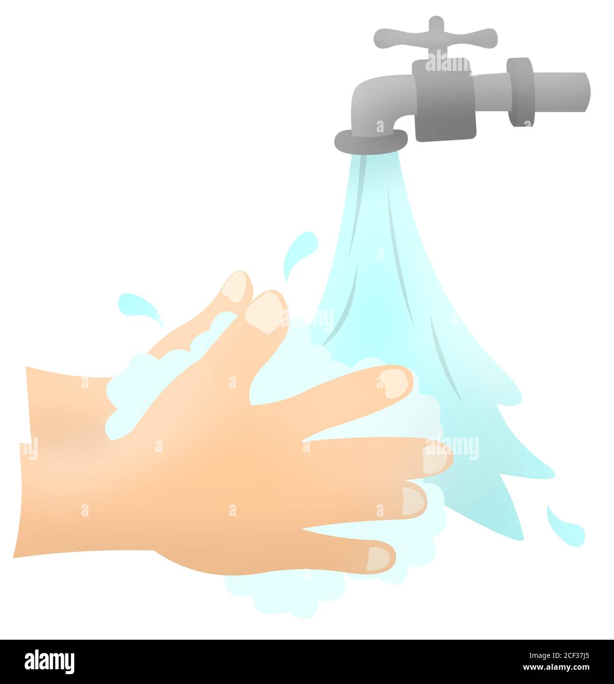washing hands cartoon high quality. Wash hand concept 2d illustration. A  man or woman washing hands under faucet with soap and water. corona virus  pro Stock Photo - Alamy
