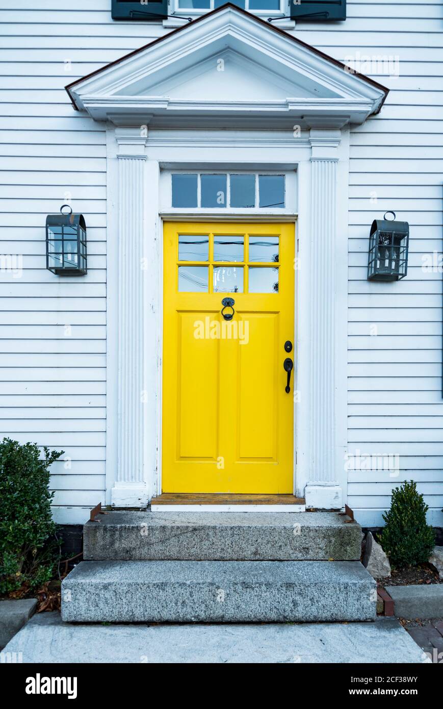 entrance of a typical residential house in Newburyport MA Stock Photo