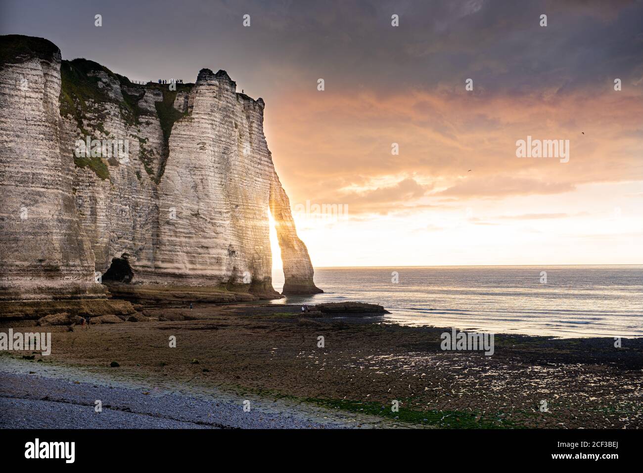 Famous cliffs of Etretat, france, at sunset Stock Photo - Alamy
