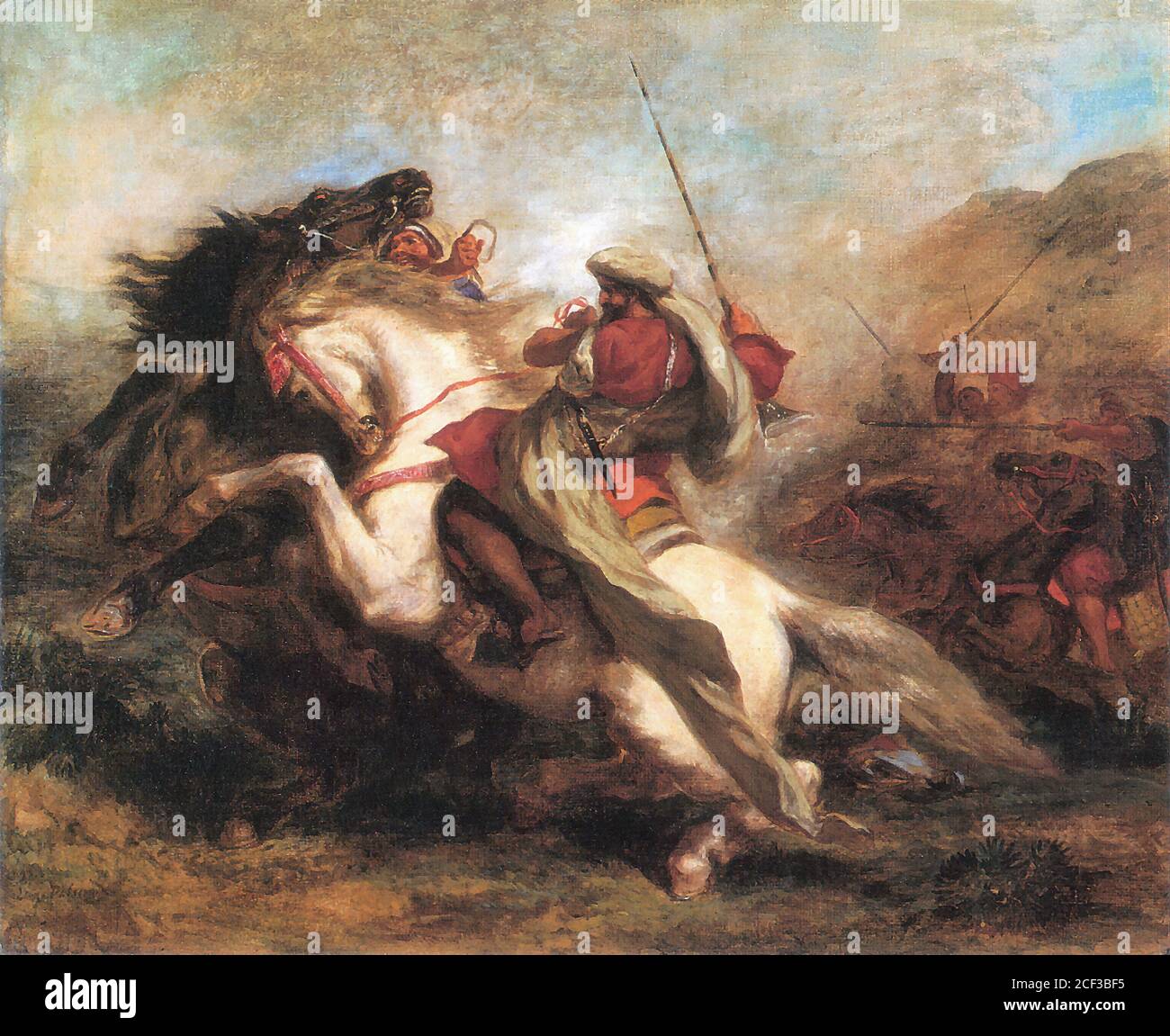 Delacroix Eugène - Collision of Arab Horsemen - French School - 19th  Century Stock Photo