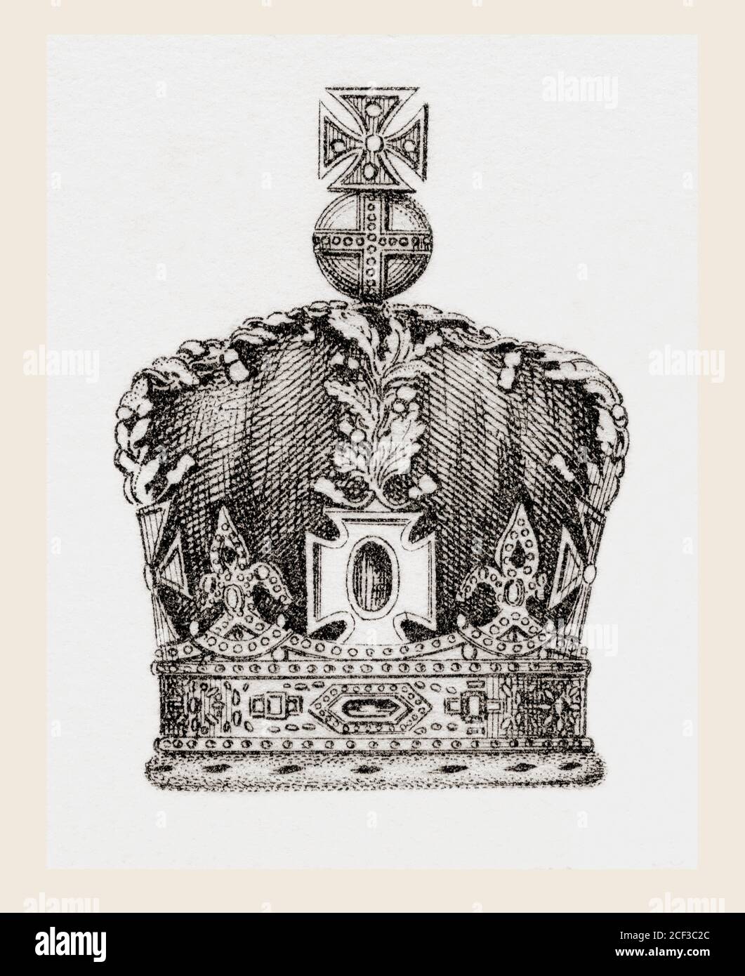 The Imperial State Crown, made for Queen Victoria in 1838.  From The National Encyclopaedia: A Dictionary of Universal Knowledge, published c.1890 Stock Photo
