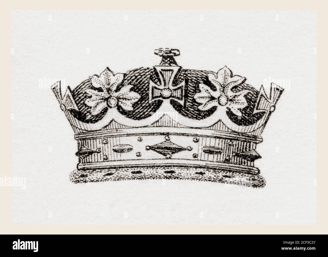 Crown worn by the grandchildren of the English monarch.  From The National Encyclopaedia: A Dictionary of Universal Knowledge, published c.1890 Stock Photo