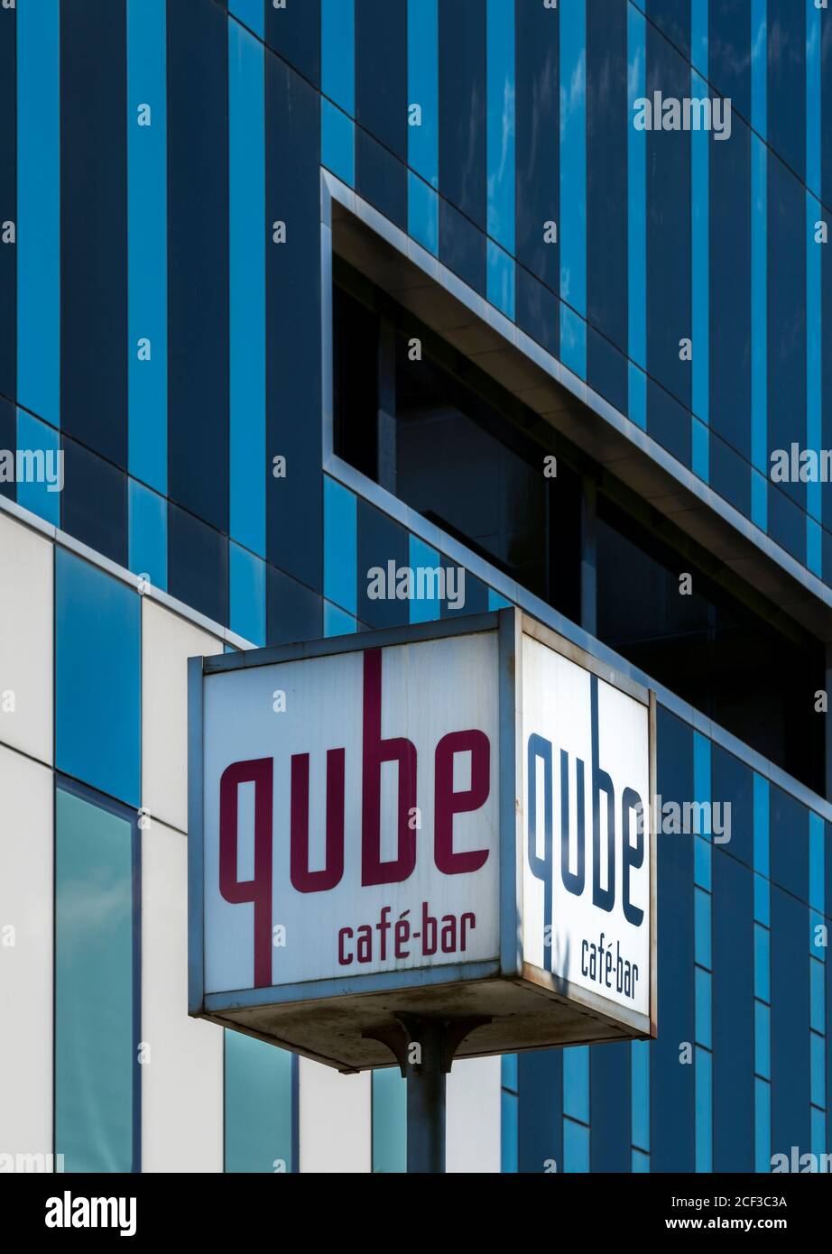 Sign for a cafe-bar at the Cube in Corby. Stock Photo