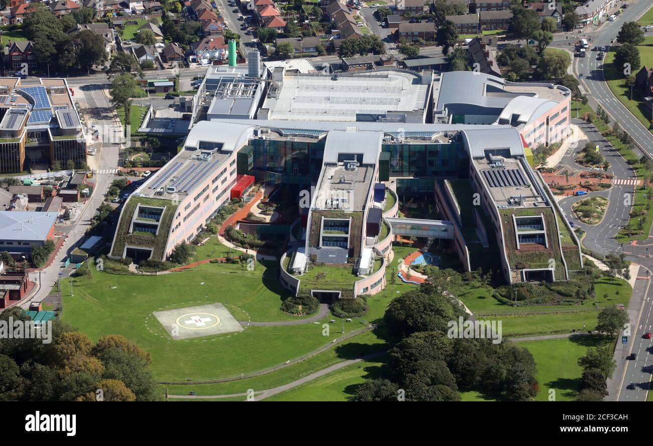 aerial view of Alder Hey Children's Hospital, Liverpool Stock Photo