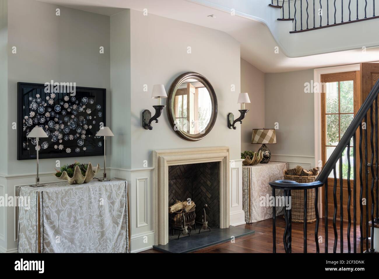 Fireplace in hallway Stock Photo - Alamy