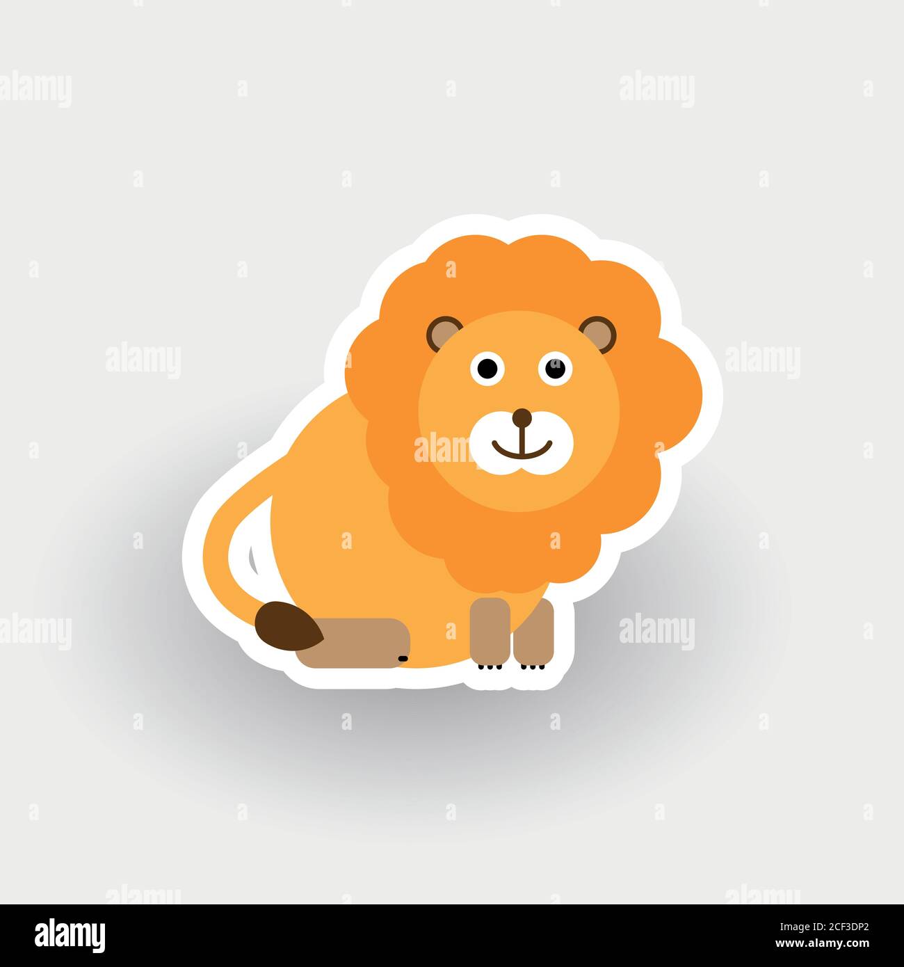 Happy Lion - funny cartoon animal. Children character. Simple vector  illustration with dropped shadow Stock Vector Image & Art - Alamy