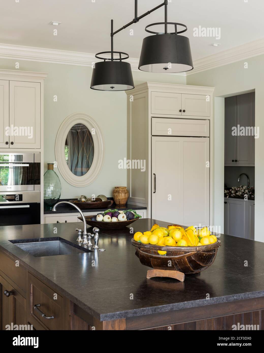 Fruit bowl in country style kitchen Stock Photo Alamy