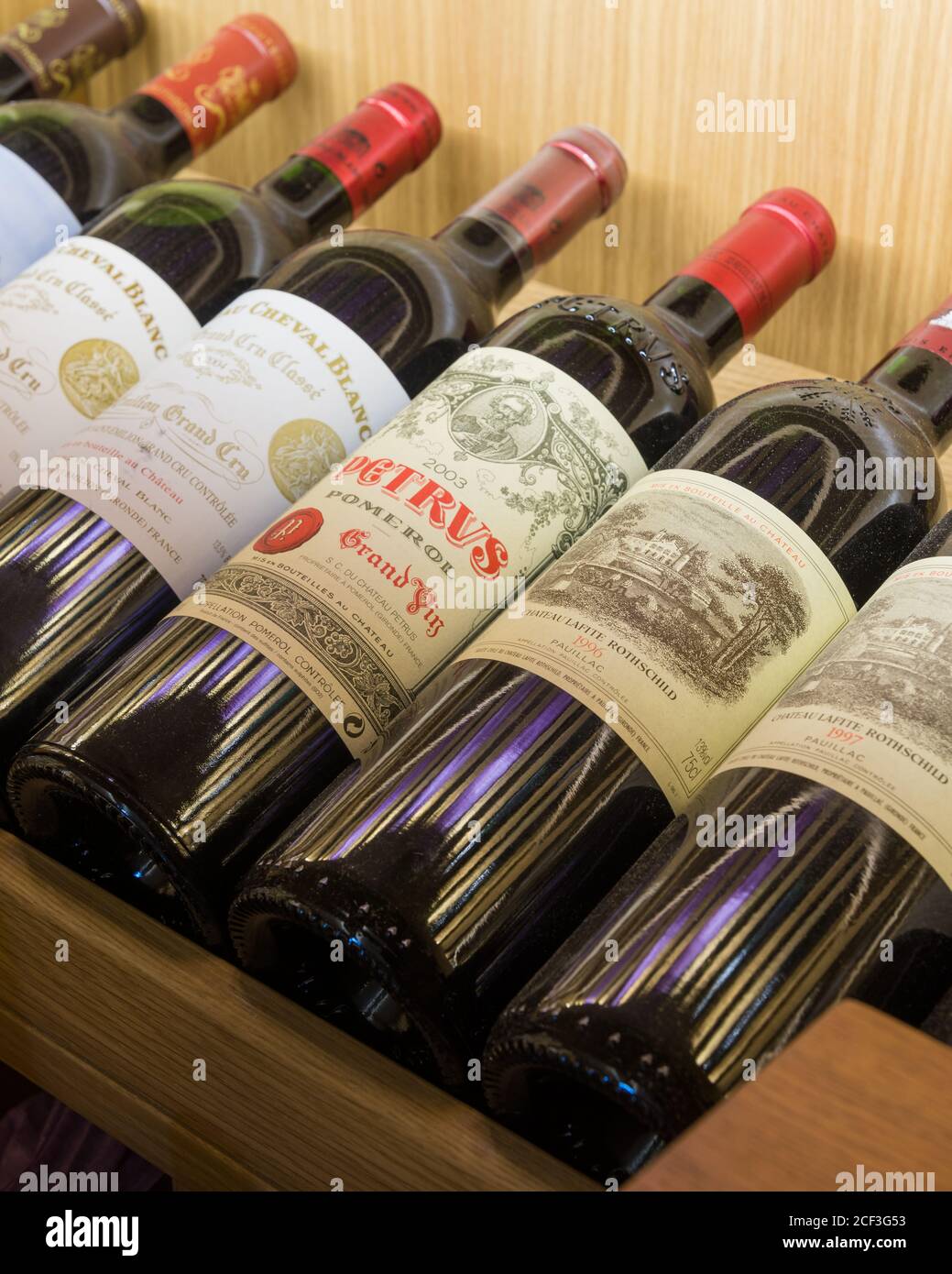 Wine bottles in cellar Stock Photo