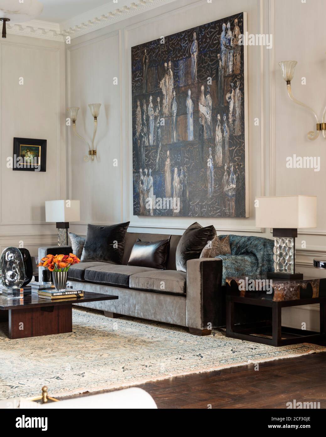 Painting above sofa in living room Stock Photo Alamy