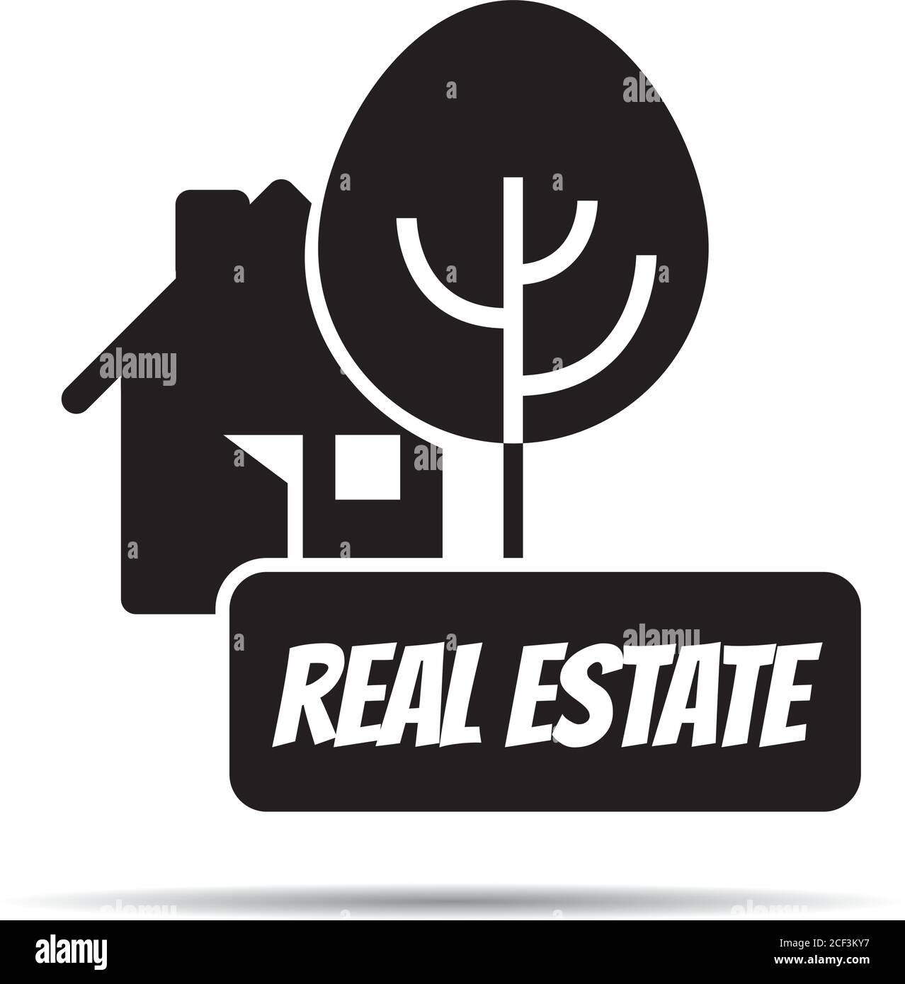 Real Estate logo, Home FOR RENT. Vector outline Icon Stock Vector Image