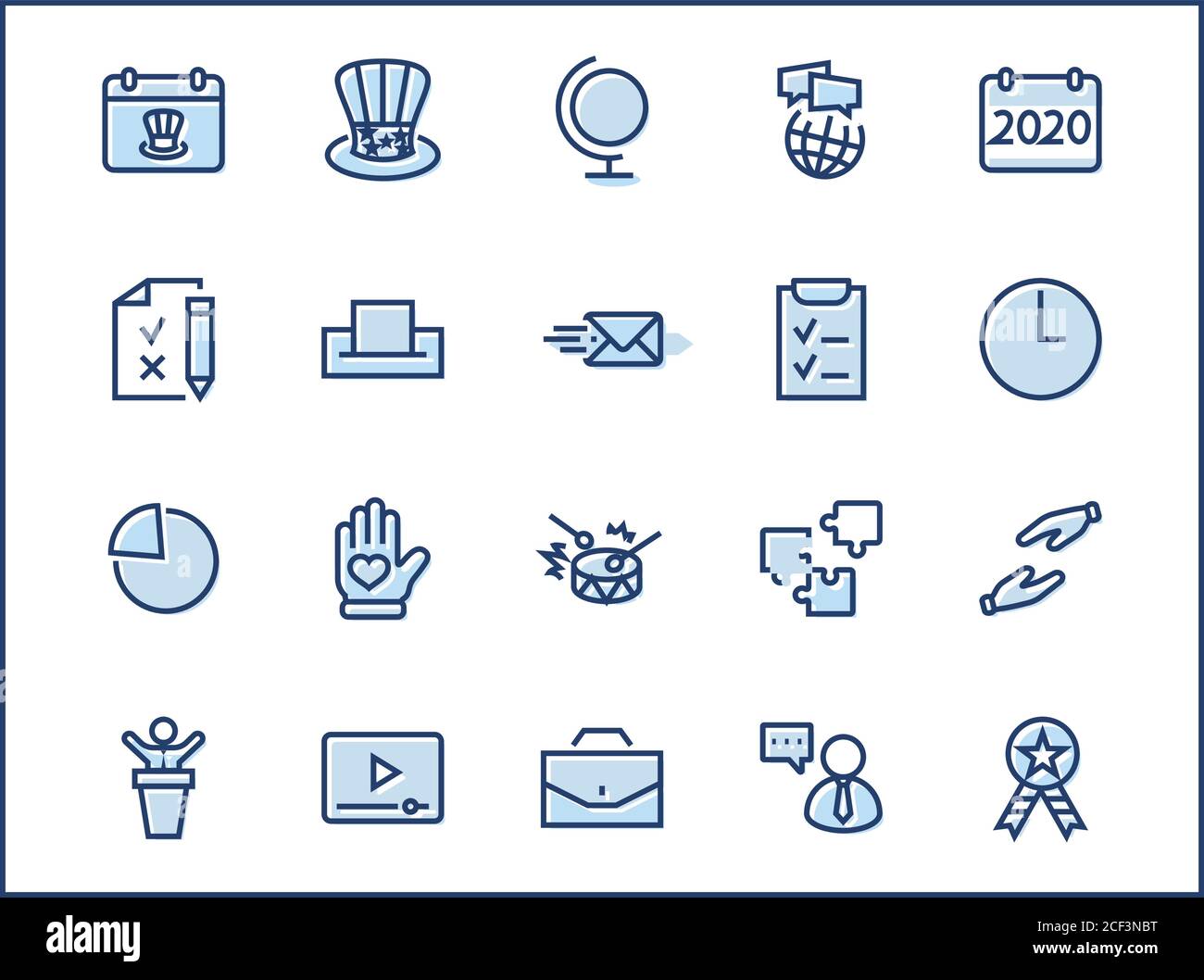International Presidents Day Set Line Vector Icons. Contains such Icons as Hat, President, Voting, USA, Flag, Elections, Government, Ballot, Box, Chec Stock Vector