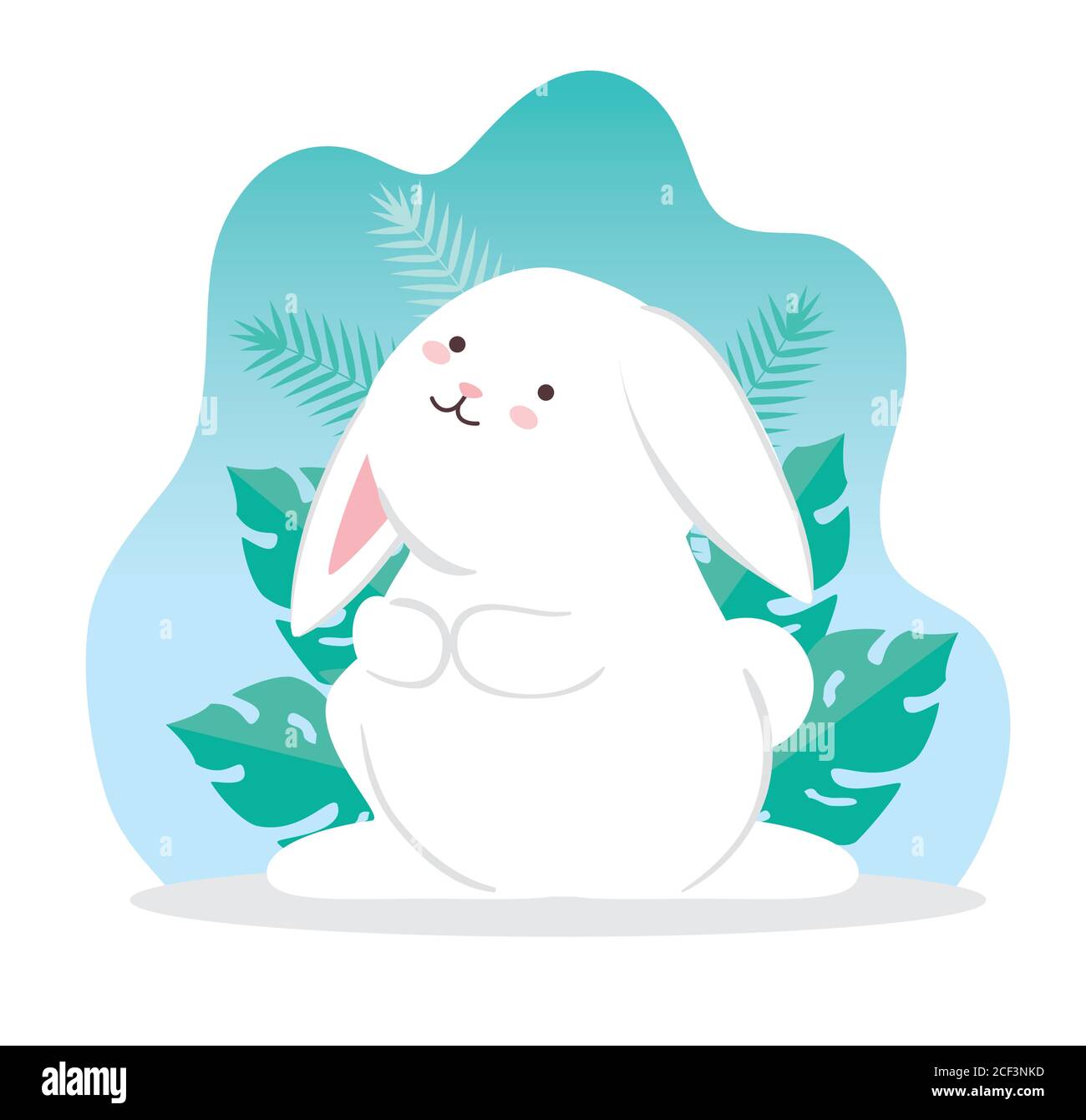cute rabbit and tropical leaves Stock Vector Image & Art - Alamy