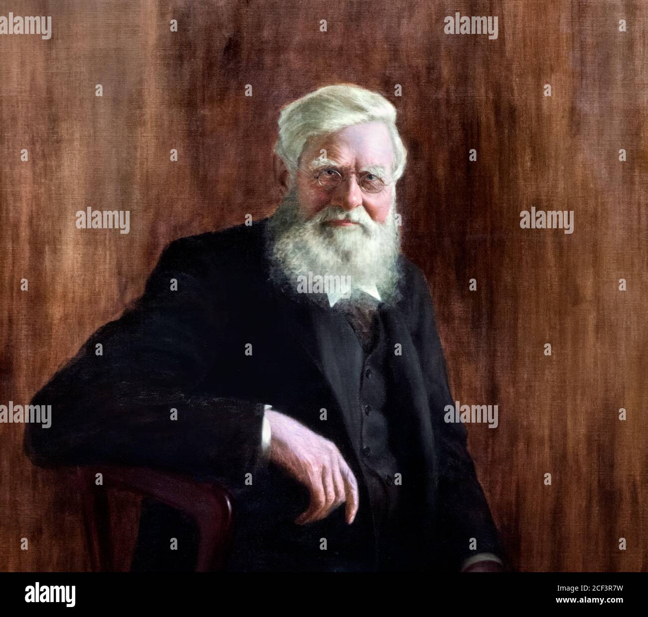 Alfred Wallace. Portrait of the English naturalist, Alfred Russel Wallace (1823-1913), by J W Beaufort, 1923 Stock Photo