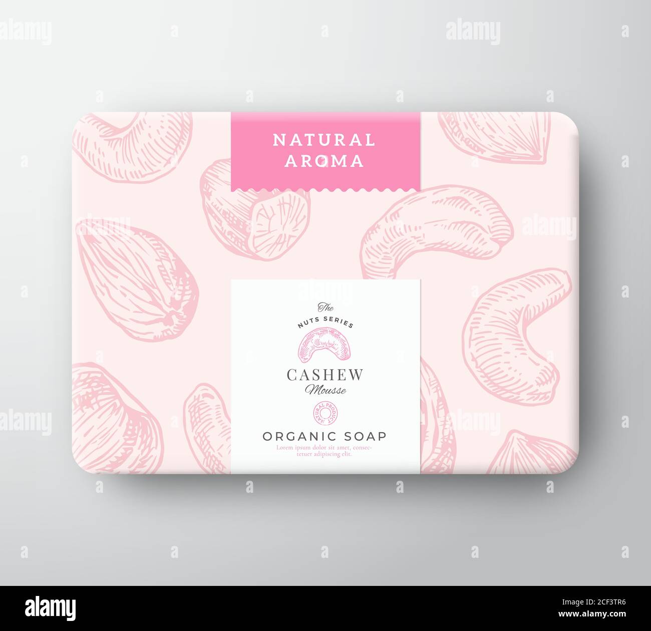 Cashew Soap Cardboard Box. Abstract Vector Wrapped Paper Container with