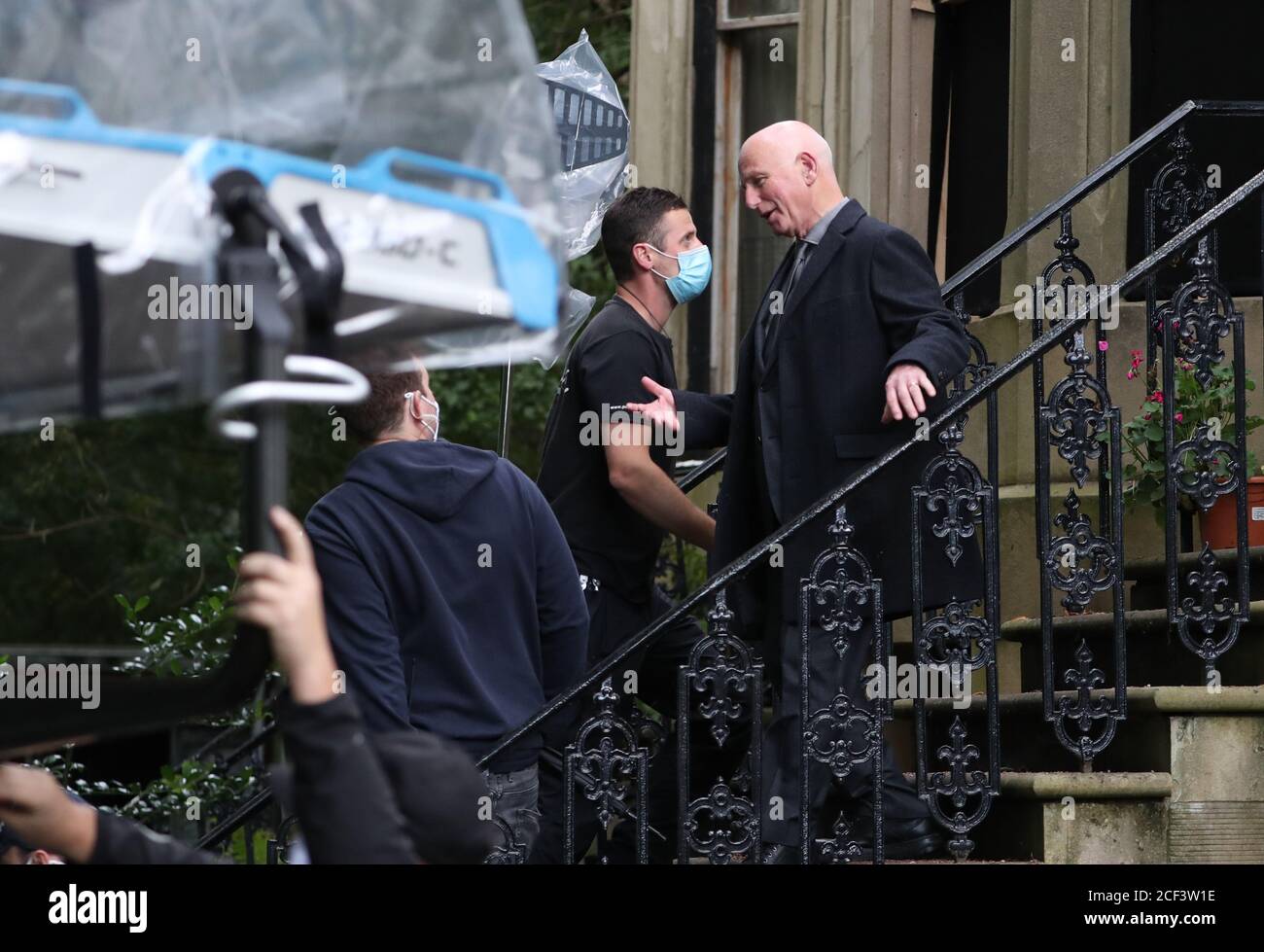 Actor Gary Lewis (right) on the set of the new BBC thriller Vigil which