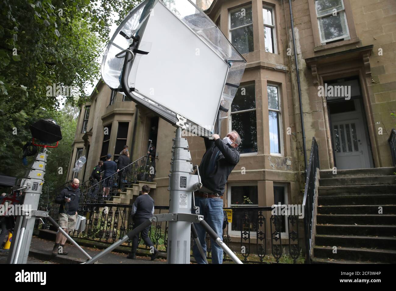 Crew on the set of the new BBC thriller Vigil which is currently being