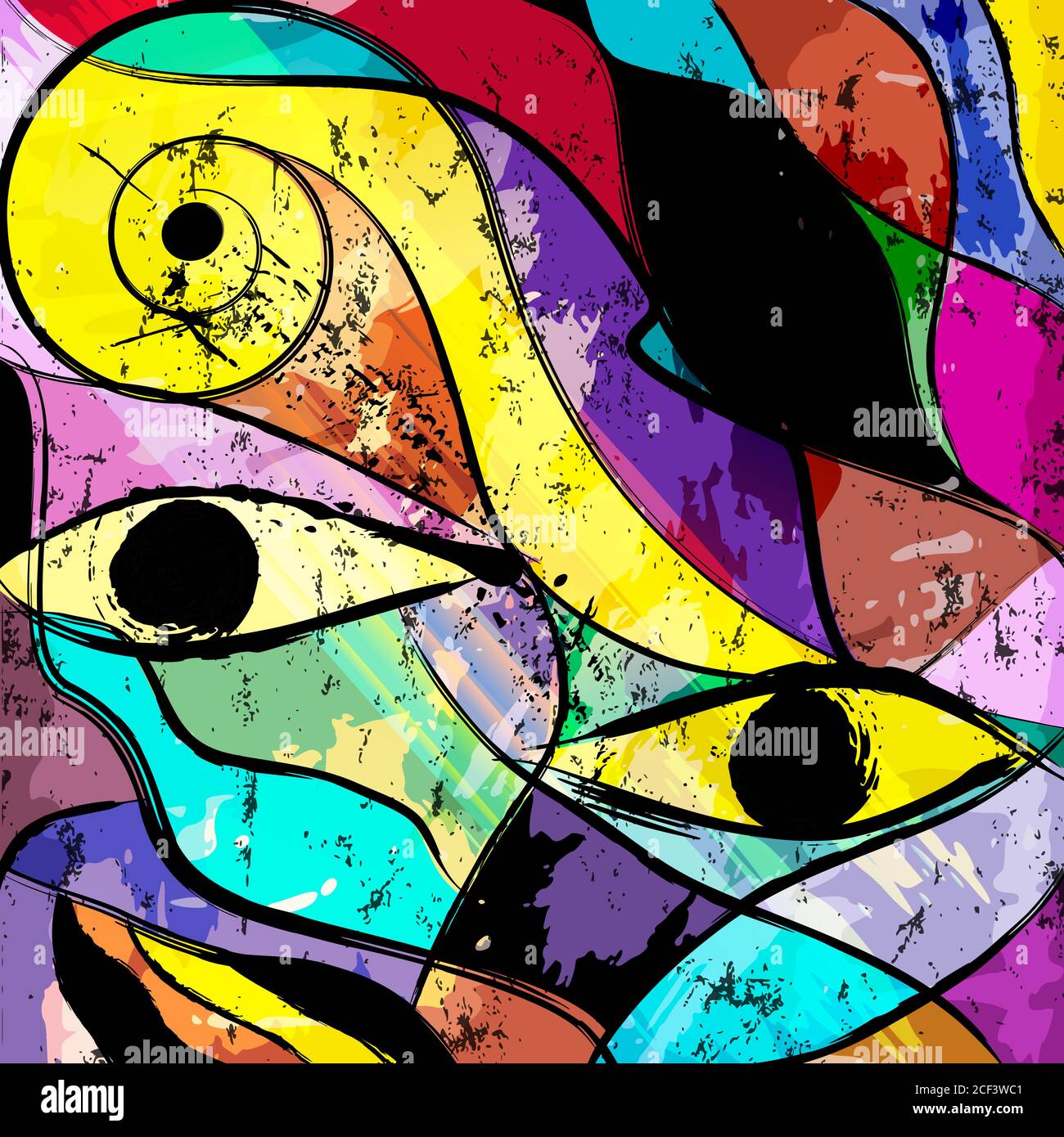 abstract background composition, with waves, circles, stripes, strokes and splashes Stock Vector