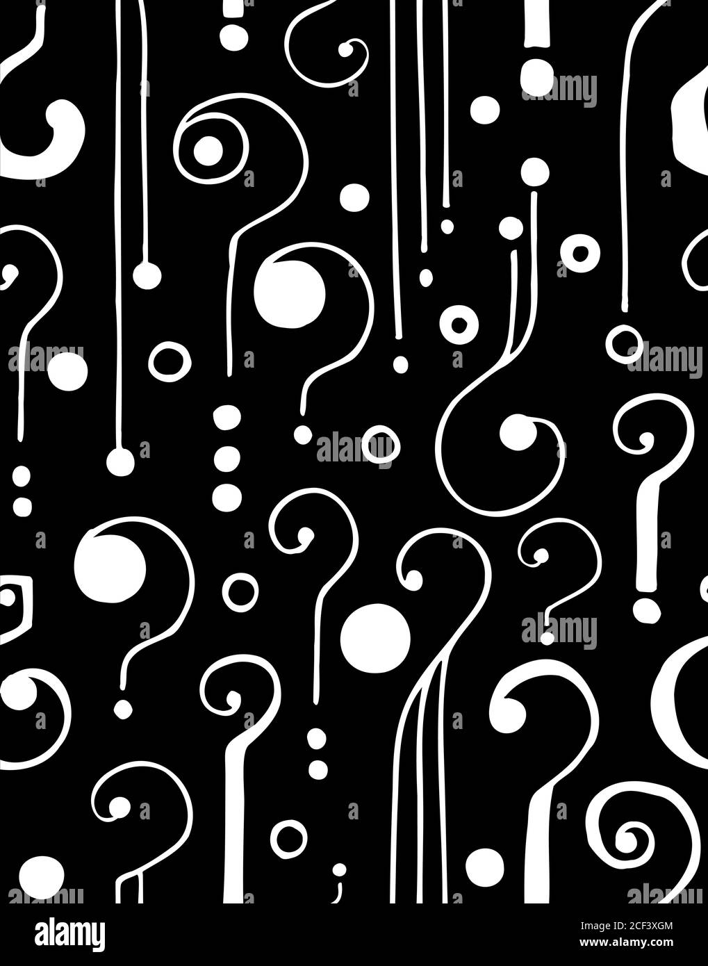 Hand drawn question marks. Black white seamless pattern. Vector ...