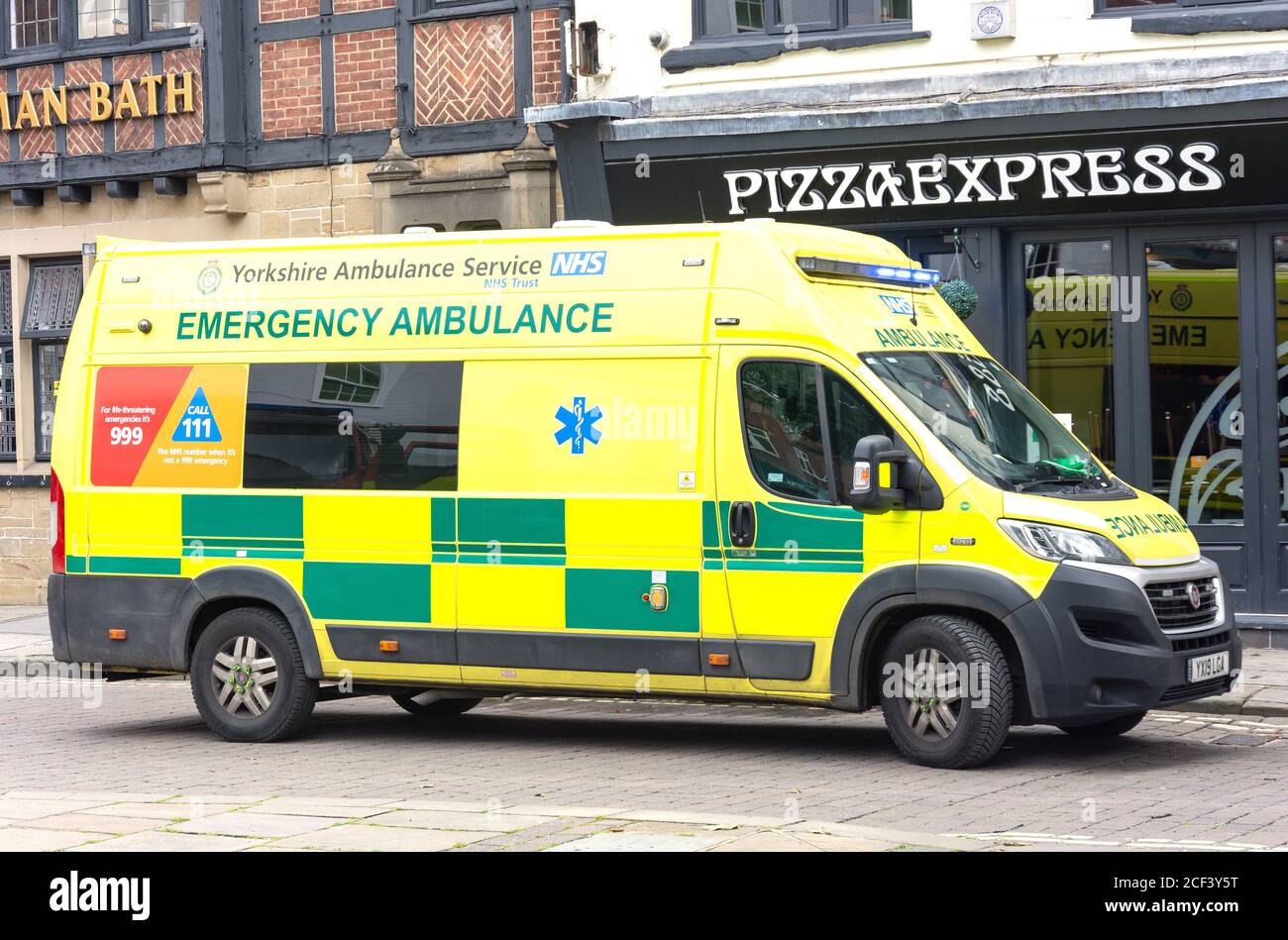 NHS emergency services Yorkshire ambulance,  St Sampson's Square, York, North Yorkshire, England, United Kingdom Stock Photo