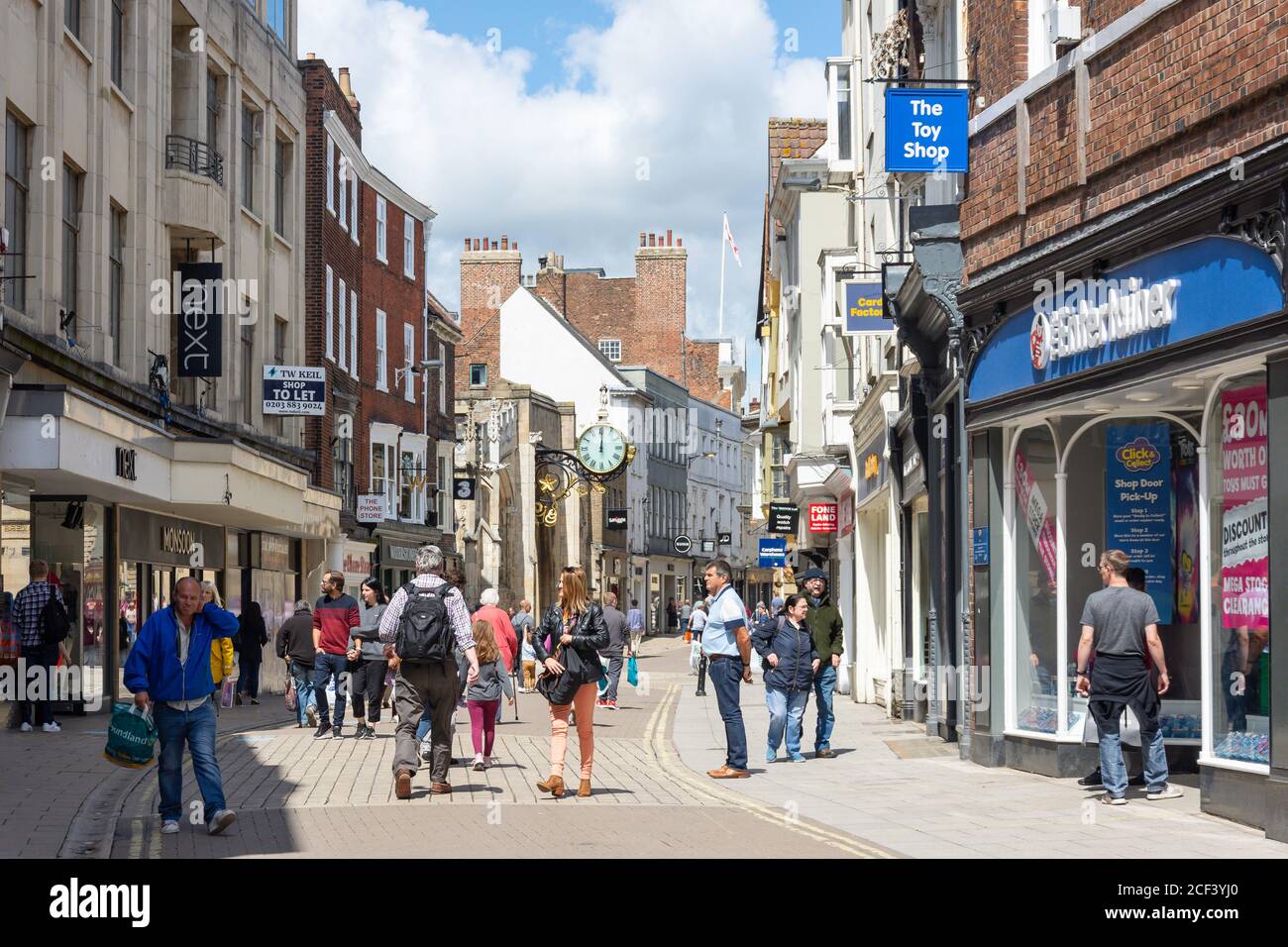 Busy shops shoppers shopping retailers pedestrianised coney stre hires