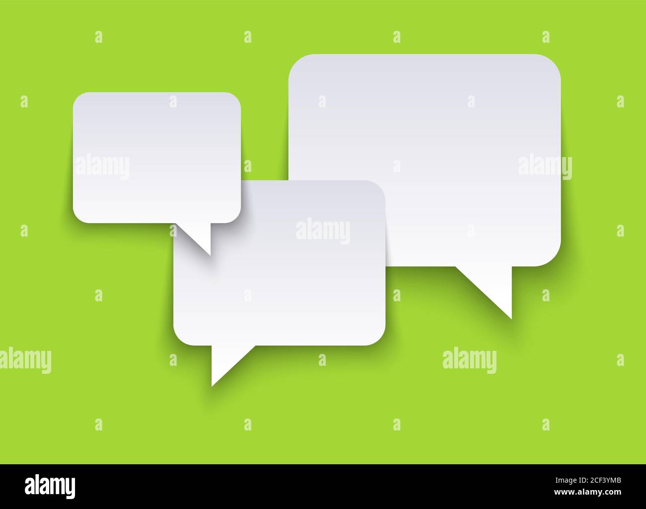 EPS vector illustration of white speech bubbles with shadows on green ...