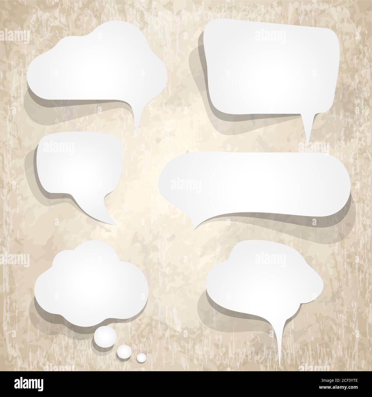EPS vector illustration of six white speech bubbles with shadows on ...