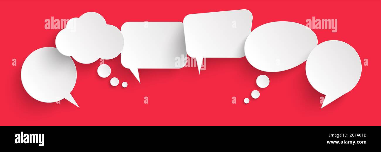 illustration of six speech bubbles with shadow looking like stickers ...