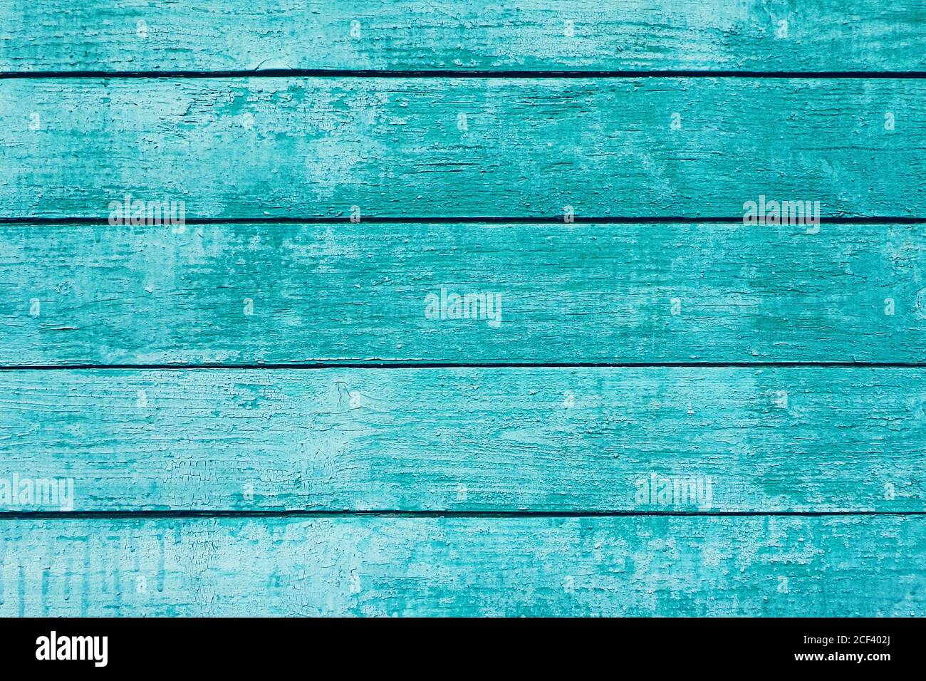 Turquoise shabby painted plank wall for background Stock Photo