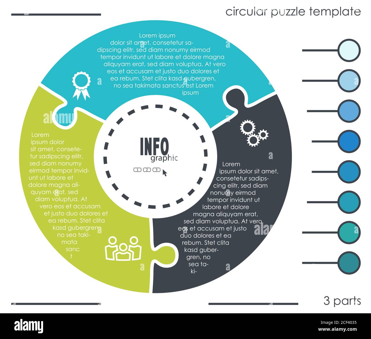 EPS 10 vector file for business info graphic template designs, team work concepts and data information with three process options Stock Vector