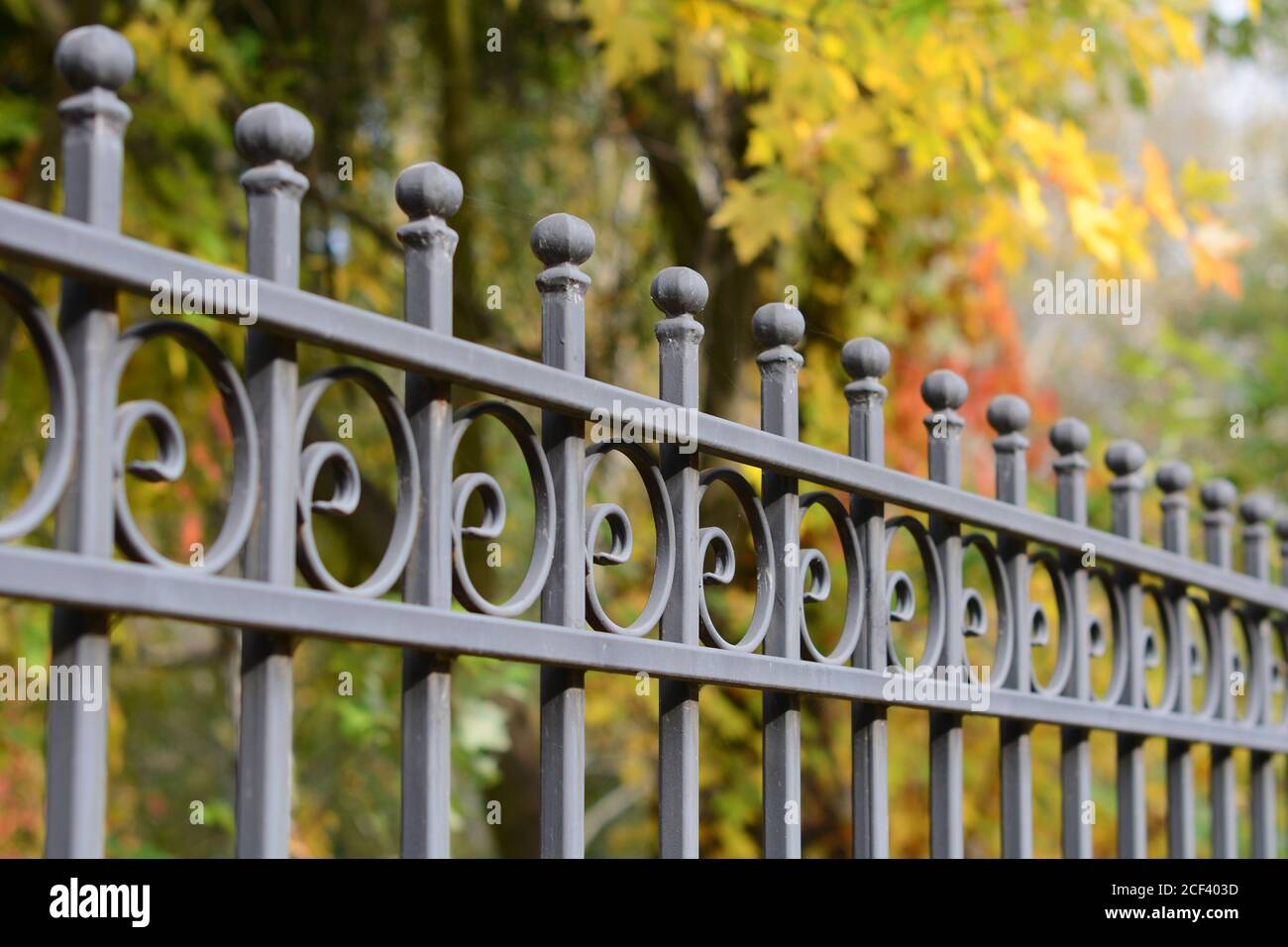 Beautiful decorative cast metal wrought fence with artistic forging ...