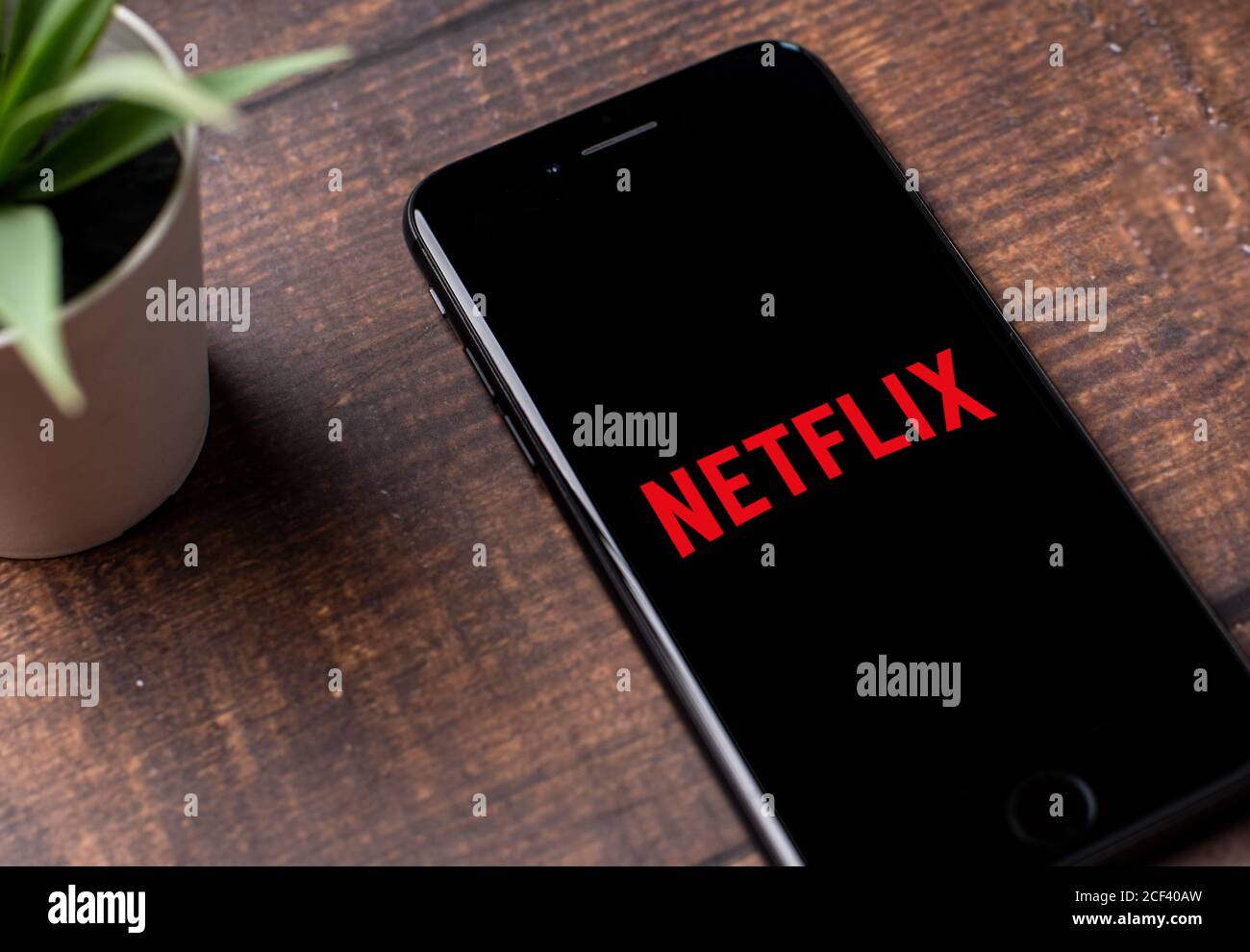 Antalya, TURKEY - September 03, 2020. Smart phone showing Netflix app logo. Covid-19 Coronavirus stay home concept Stock Photo