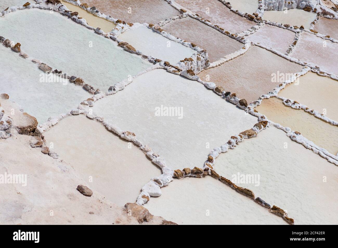 Creative texture of stone rectangular leading down in bright day Stock Photo