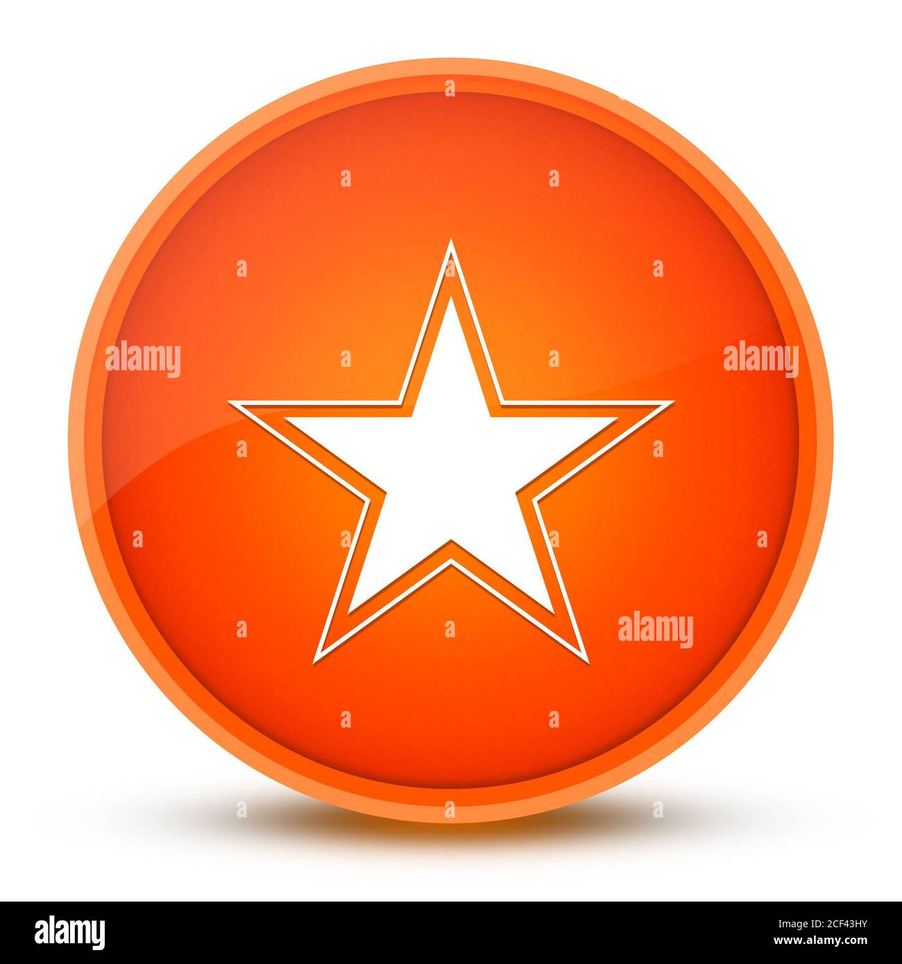 Star icon isolated on glossy orange round button abstract illustration Stock Photo