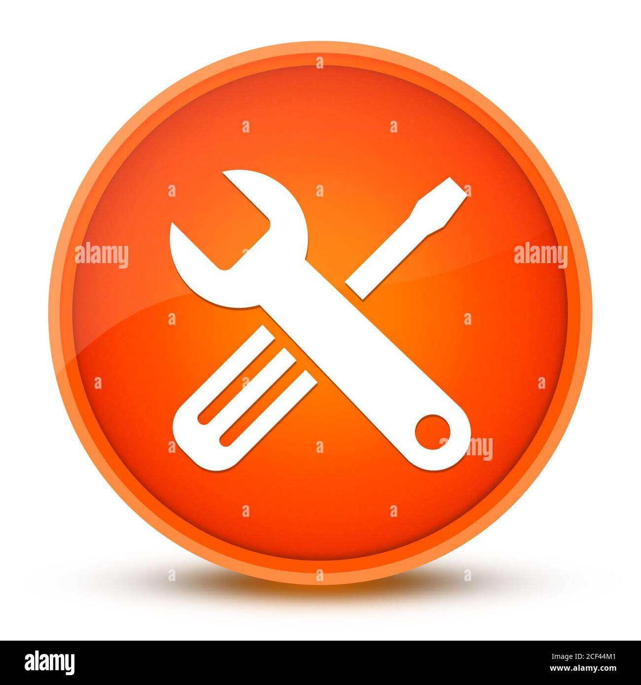 Tools icon isolated on glossy orange round button abstract illustration ...