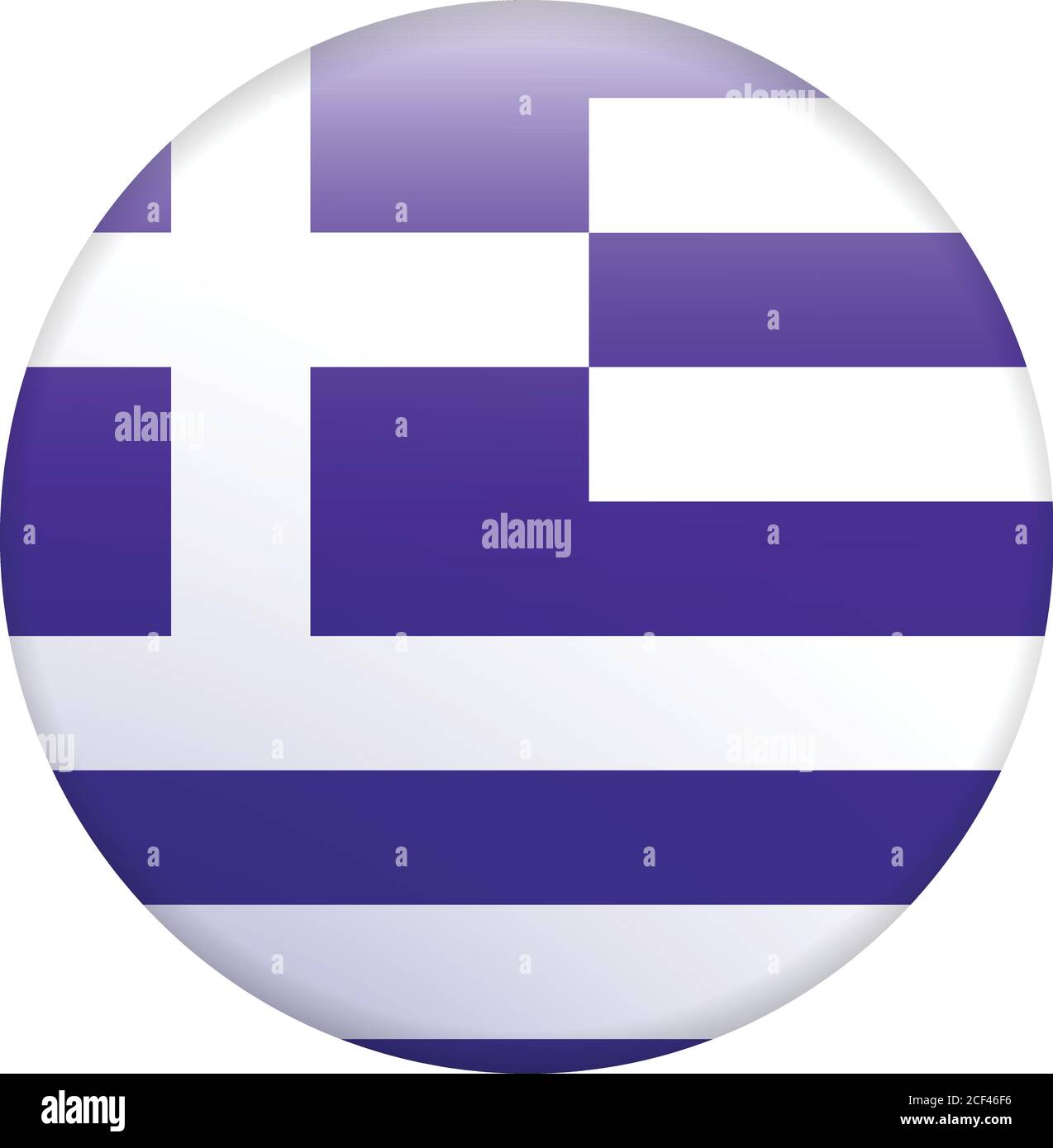 Greece Flag. Flag Glossy Button. Stock Vector