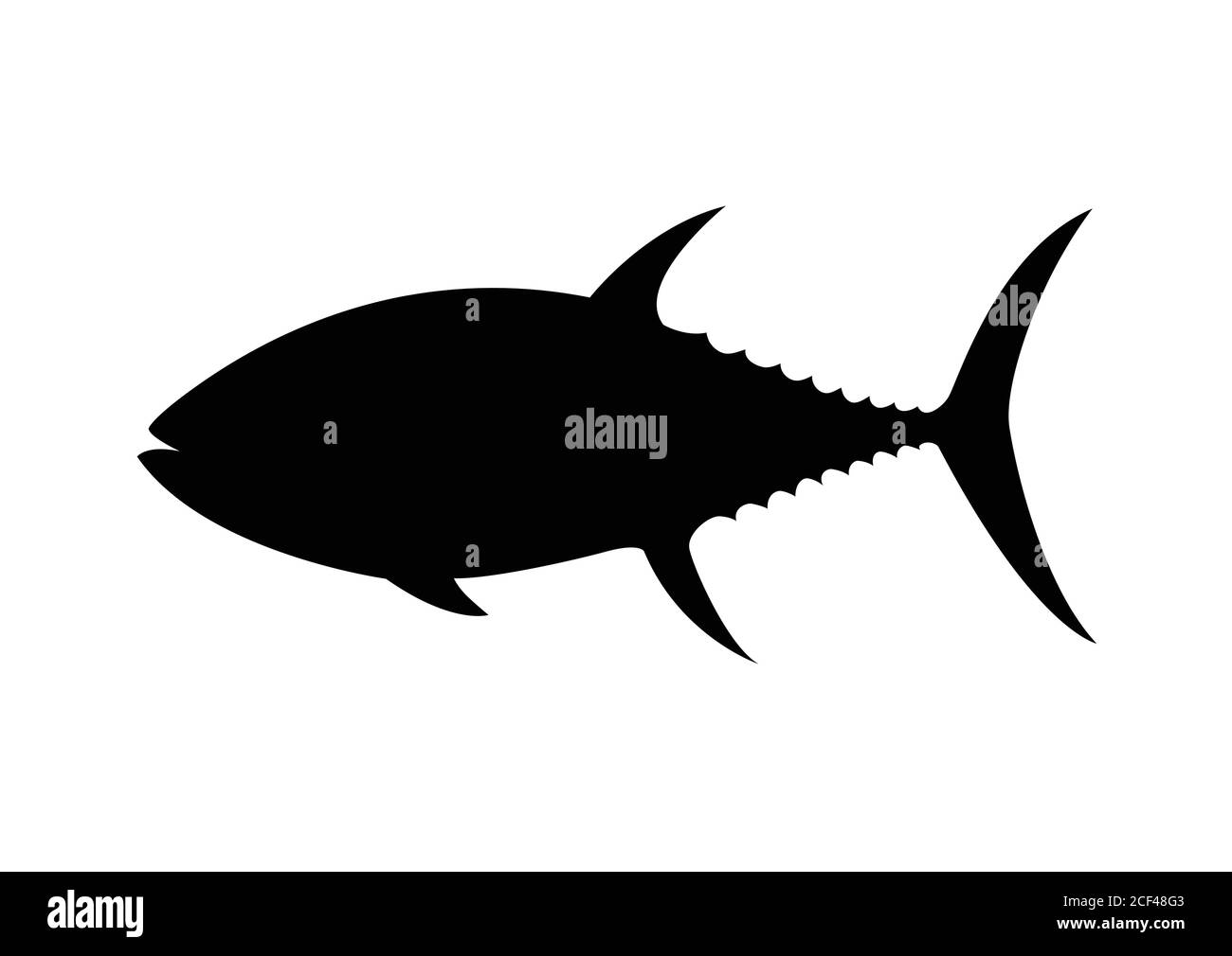 Tuna silhouette on a white background. Vector illustration Stock Vector