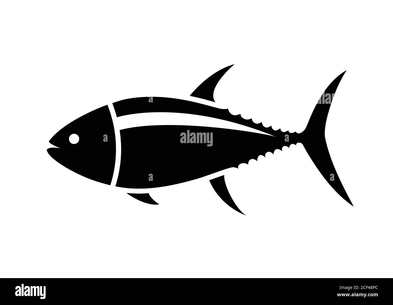 Tuna silhouette on a white background. Vector illustration Stock Vector