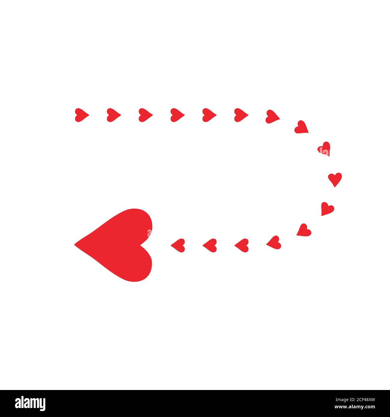 Red Arrow with heart icon isolated on white background. For Valentine's ...